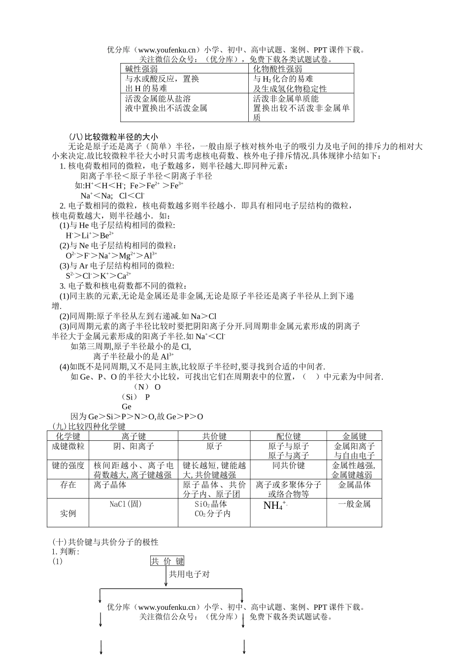 高中三年级化学物质结构  元素周期律试卷_第3页