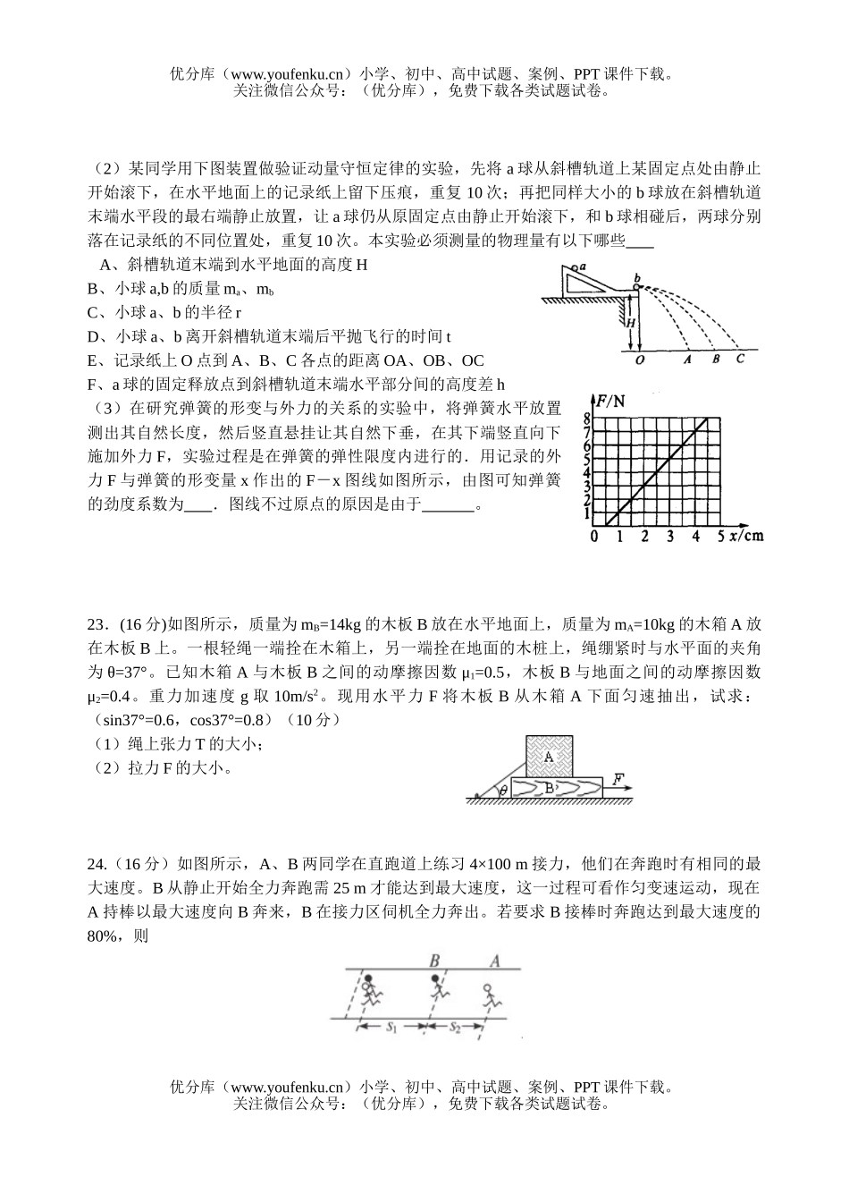 高中三年级物理08届理综12月月考试卷_第2页