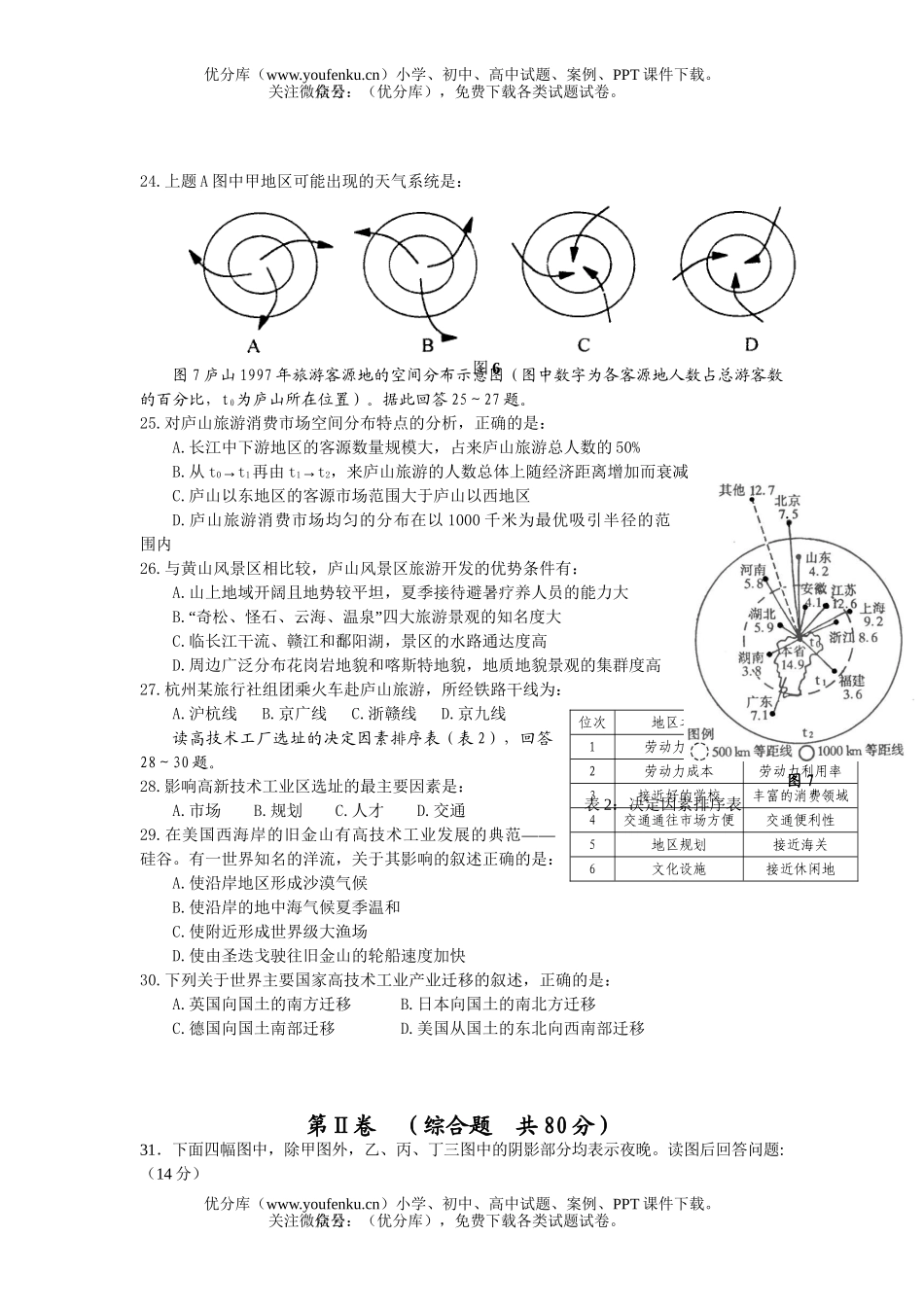 高中三年级地理下学期调研考试卷_第3页