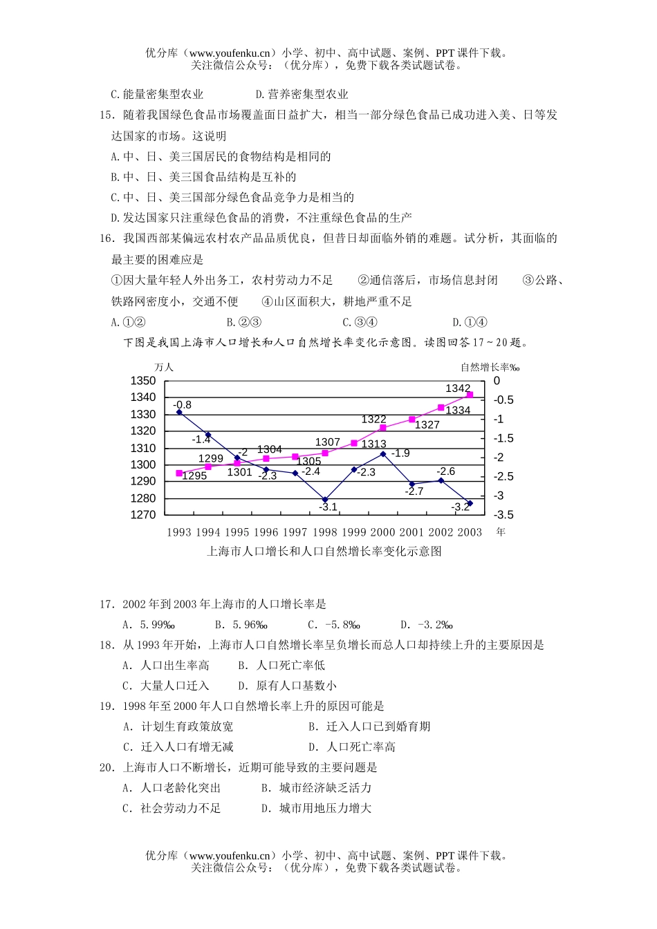 高中三年级地理第一学期第五次月考试卷_第3页