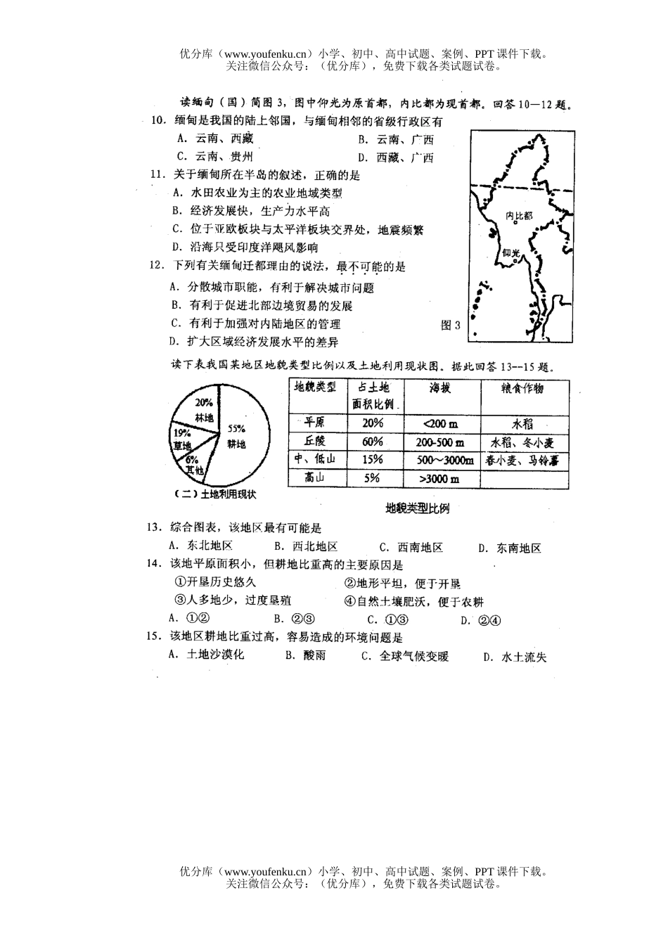 高中三年级地理复习二模试卷_第3页