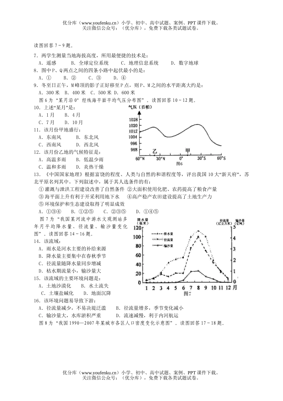 高中三年级地理08年全国普通高等学校招生考试江苏试卷_第2页