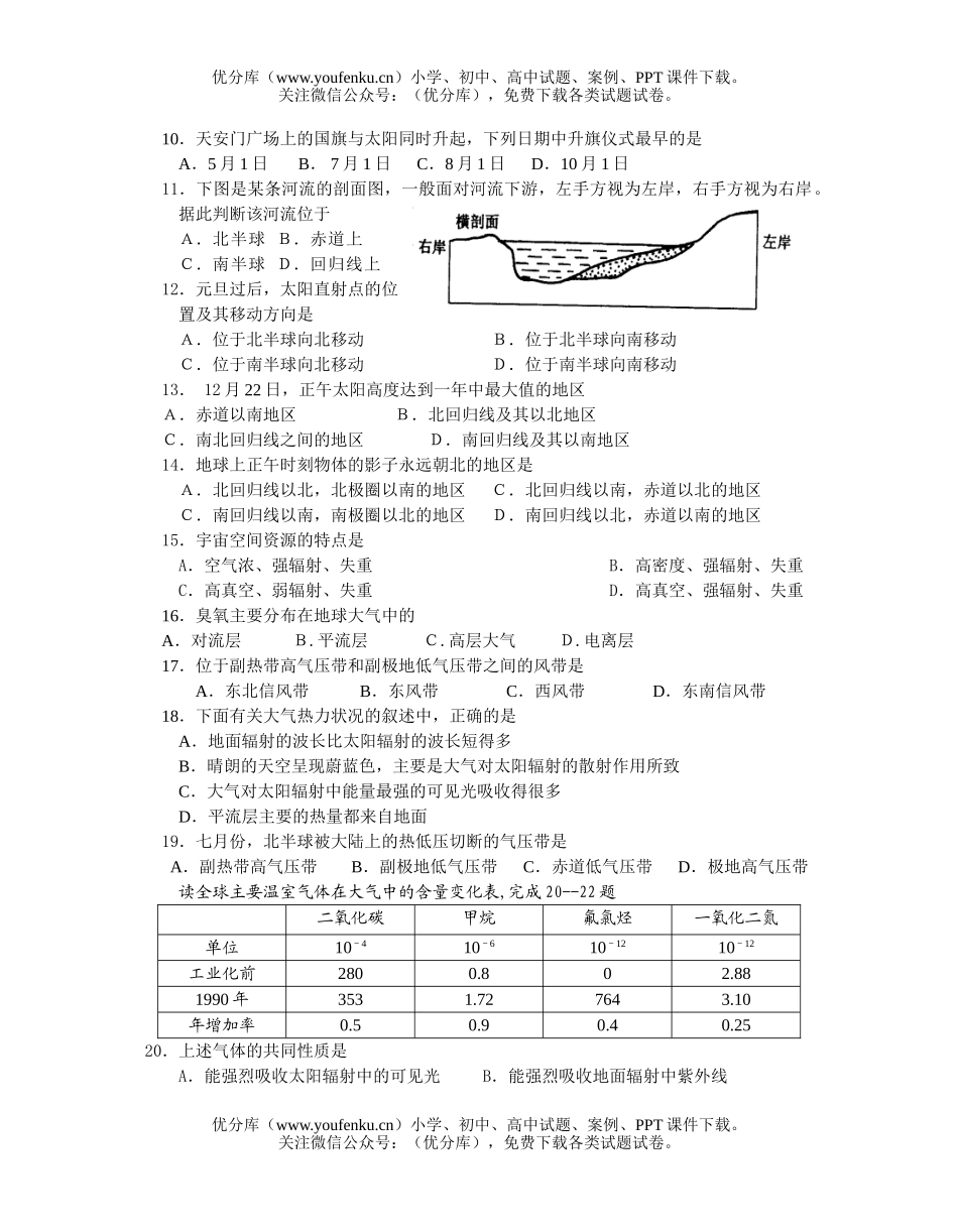 高中三年级地理会考第一次月考试卷_第2页
