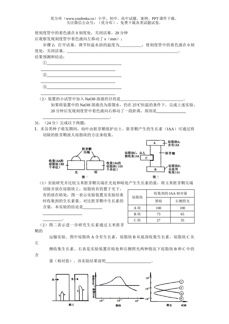 高中三年级生物2006届高考理科综合(部分)模拟解析样本11试卷_第2页