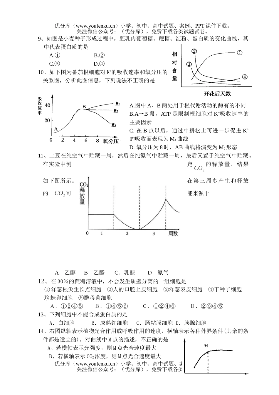 高中三年级生物12月测试卷_第2页