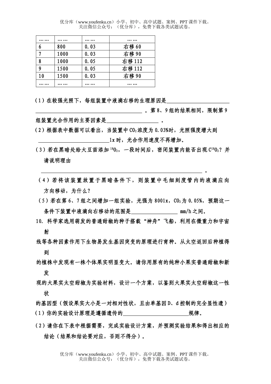 高中三年级生物综合复习训练八试卷_第3页