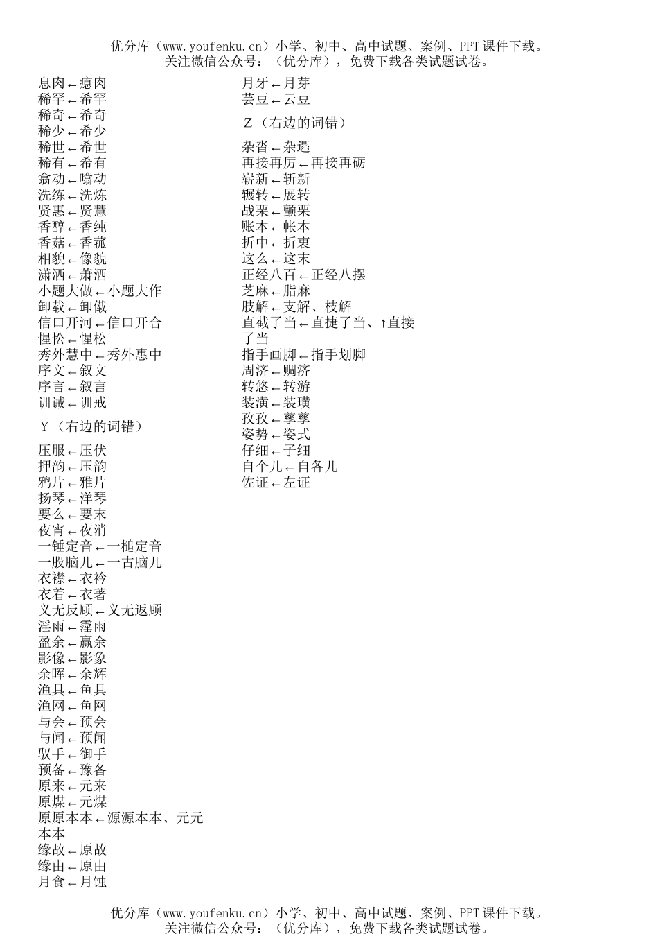 高考语文高考第一批异形词整理表试卷_第3页