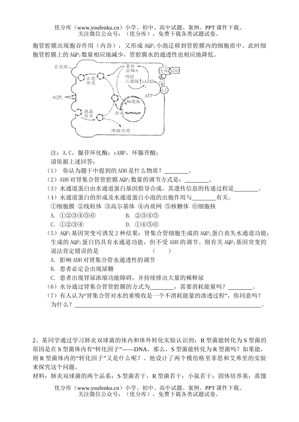 高中三年级生物高考强化训练5试卷_第2页
