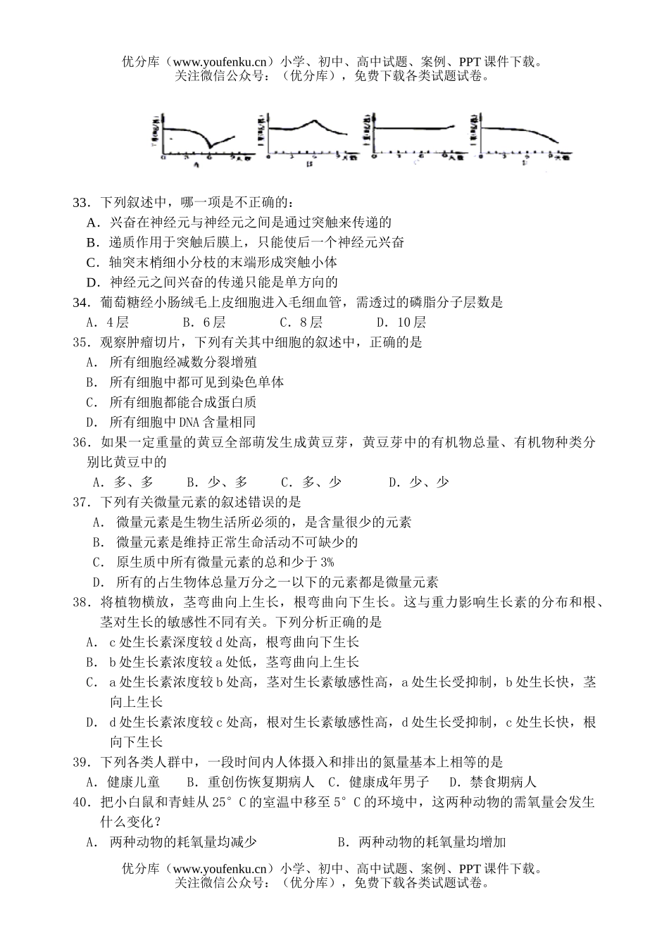 高中三年级生物大连八中期中考试卷_第2页