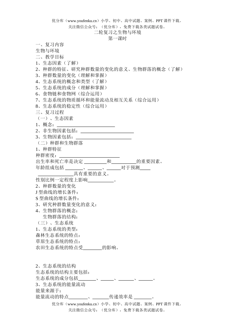 高中三年级生物高考与环境复习试卷_第1页