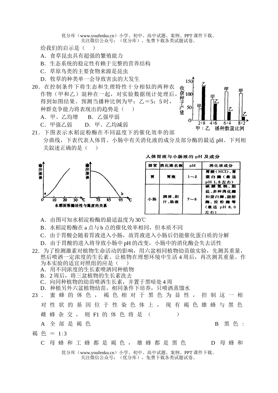 高中三年级生物高考调研生命试卷_第3页