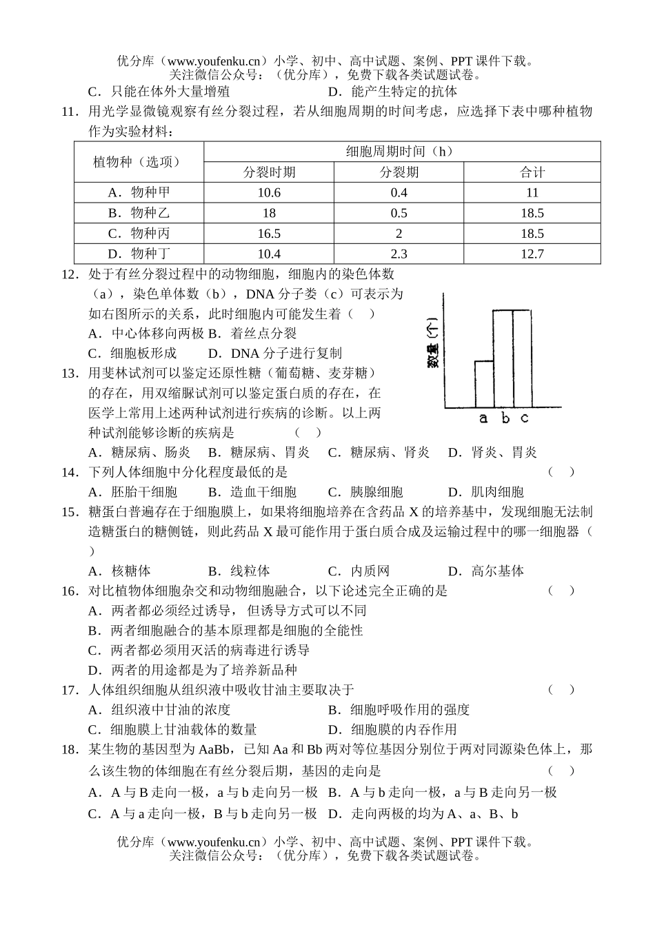高中三年级生物高上册第二次月考试卷_第2页