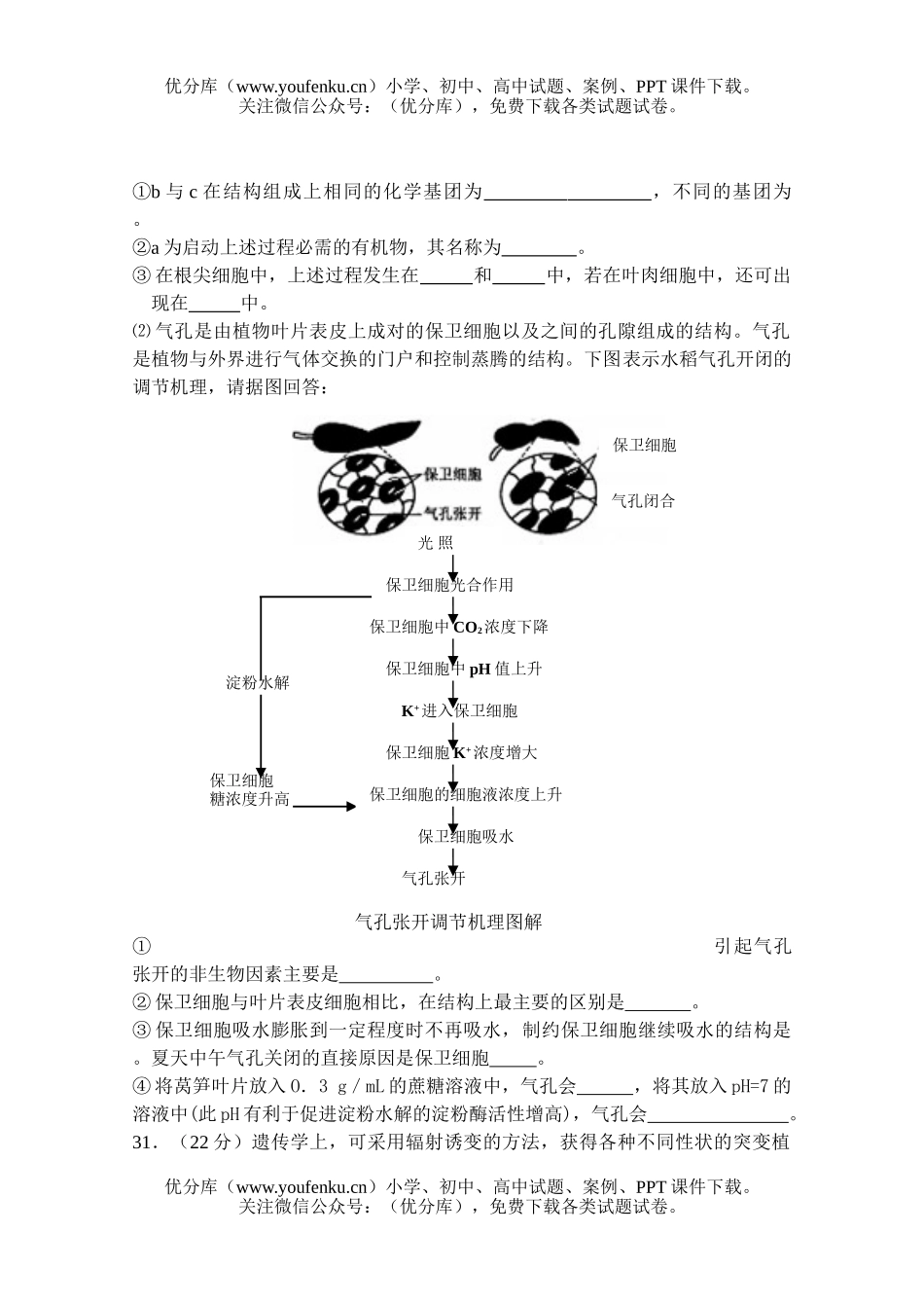 高中三年级生物高第四次月考理综试卷_第3页