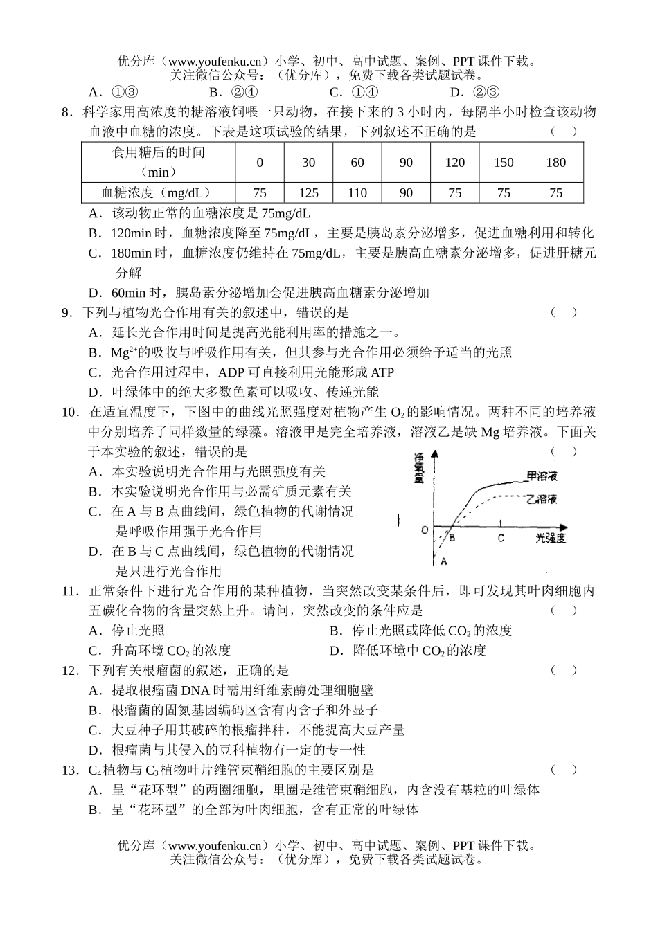 高中三年级生物高上学期月考题试卷_第2页