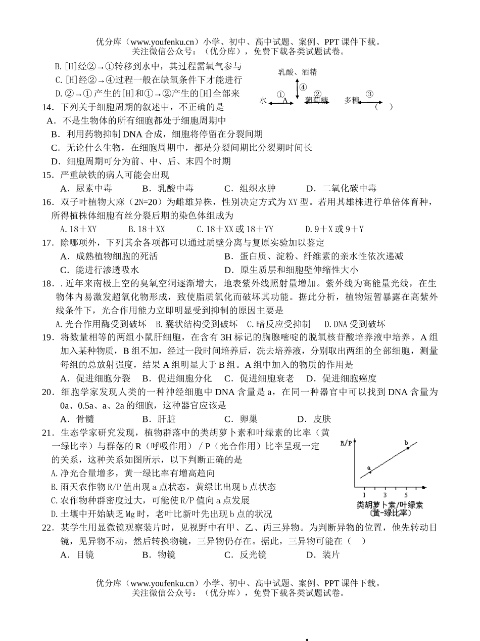 高中三年级生物上学期周练11试卷_第3页