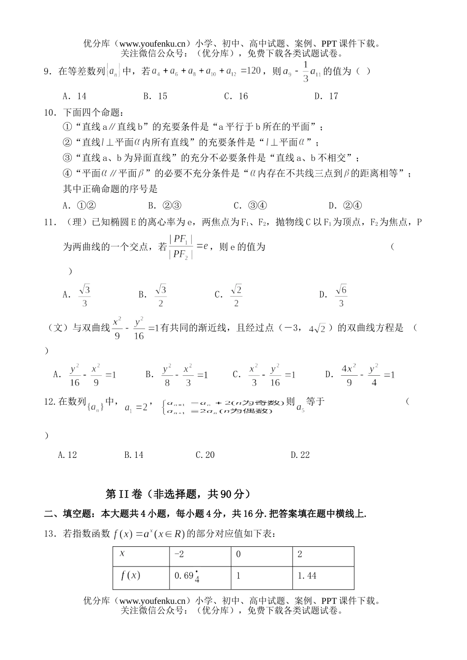 高考数学2006年湖北省重点中学高考模拟试卷_第2页