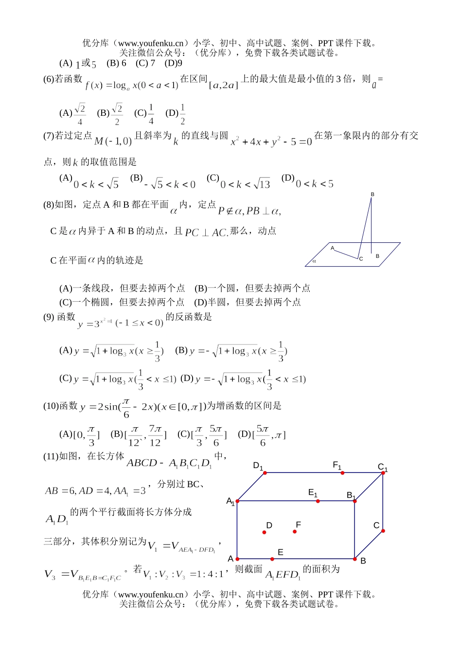 高考数学2004年全国各地高考20套试卷_第1页