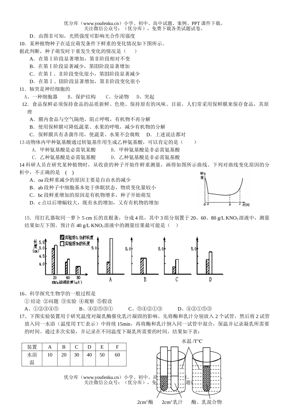 高中三年级生物上册第一次月考试卷_第2页
