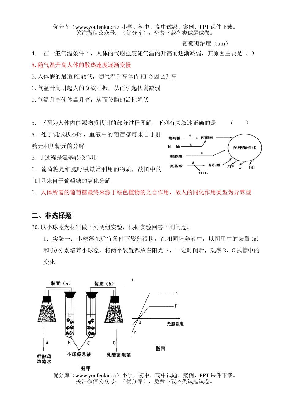 高中三年级生物级综合测卷5试卷_第2页