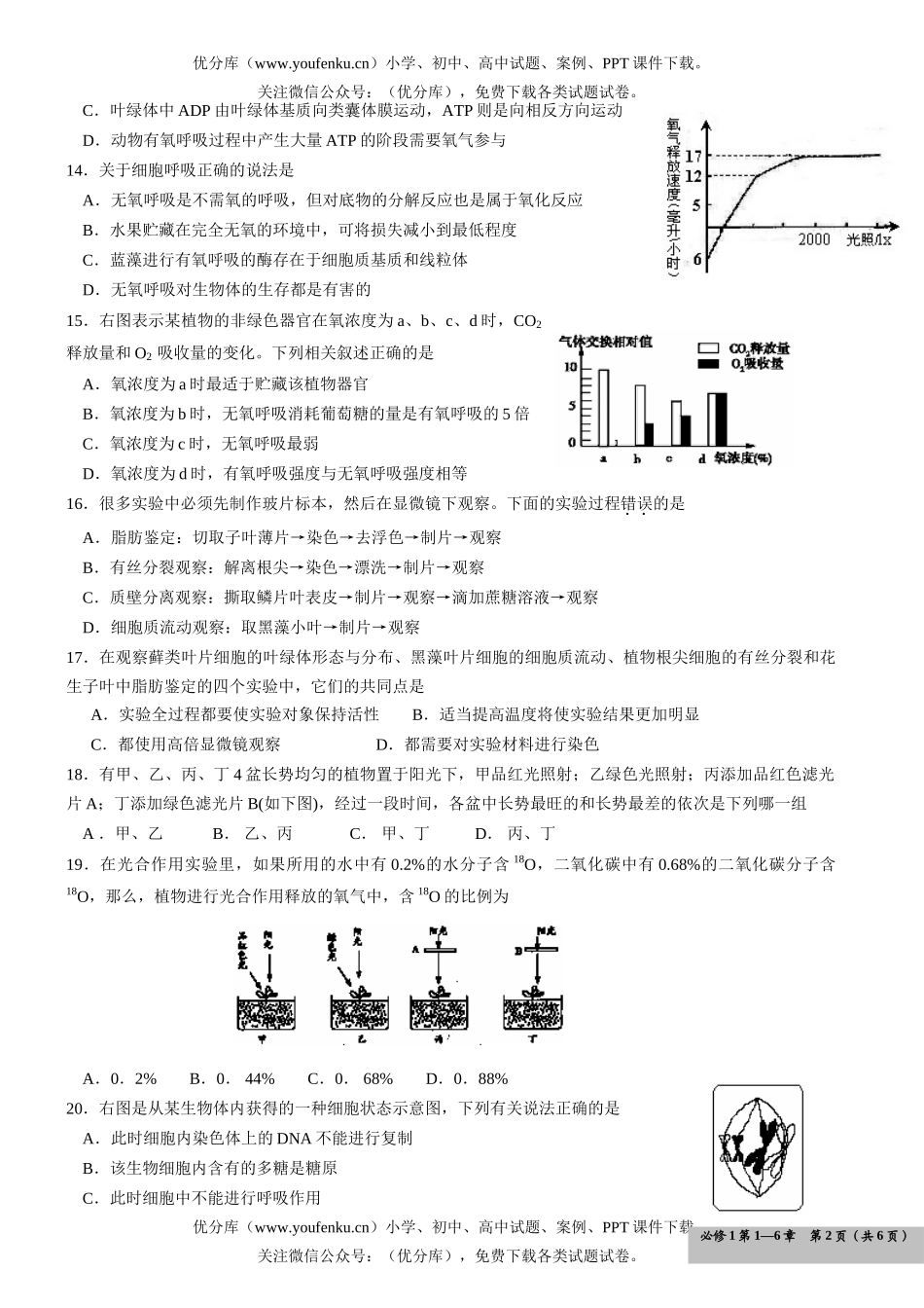 高中三年级生物模拟-第1—6章试卷_第3页