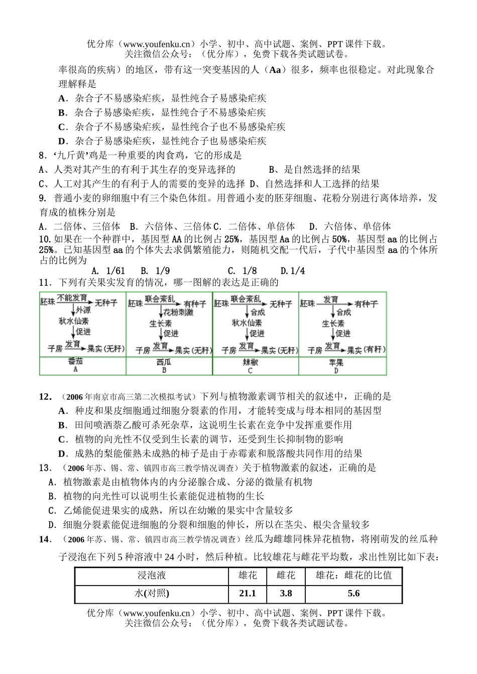 高中三年级生物级上册第四次月考试卷_第2页