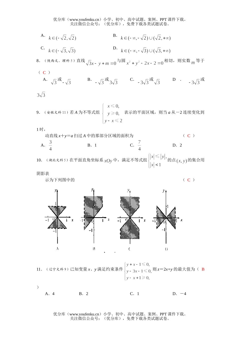 高考数学08年全国高考直线与圆的方程汇编试卷_第2页