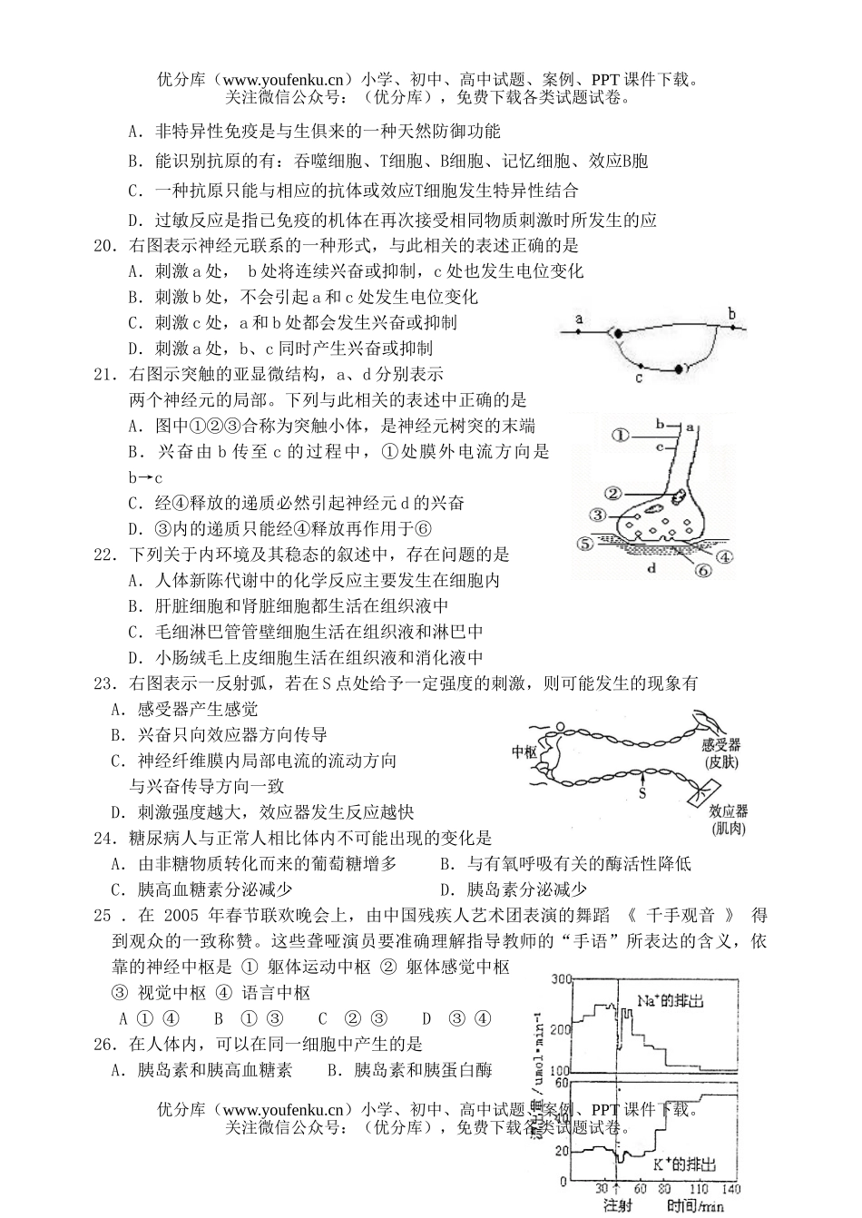 高中三年级生物高第一学期月考试卷_第2页