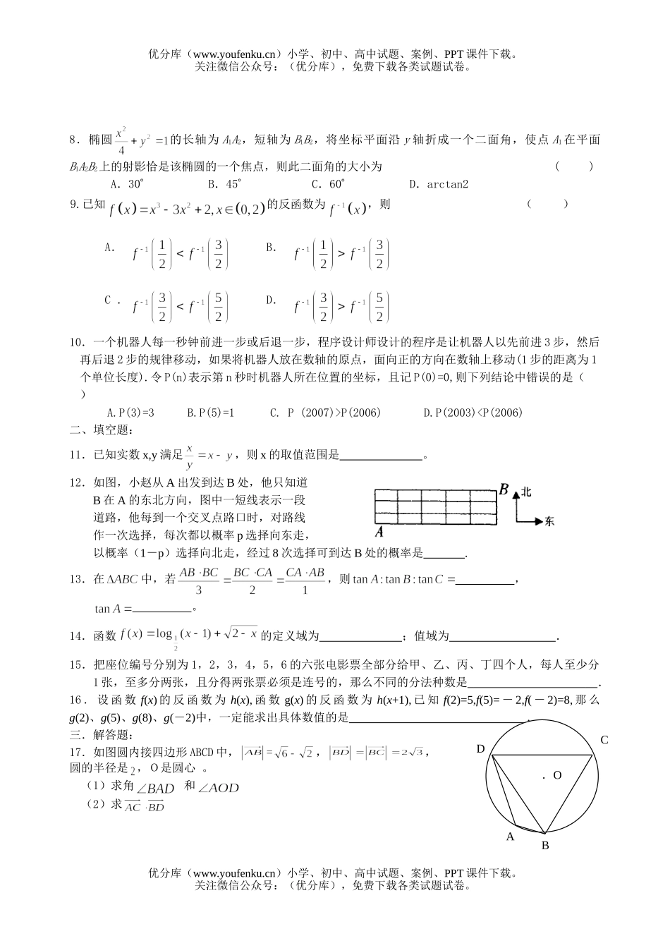 高考数学高考苏州中学综合训练(6)试卷_第2页