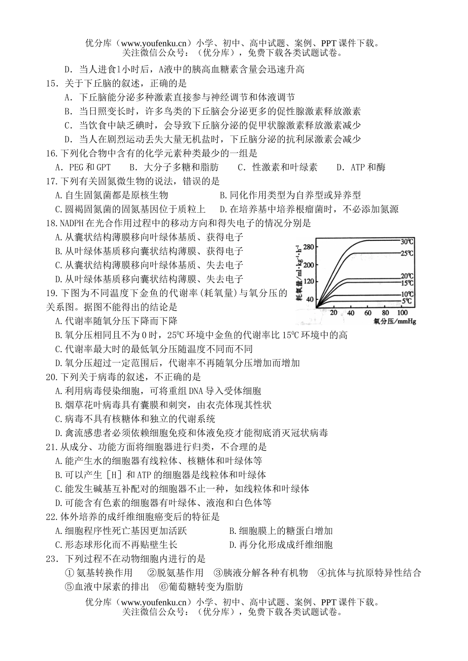高中三年级生物第一次模拟考试卷_第2页
