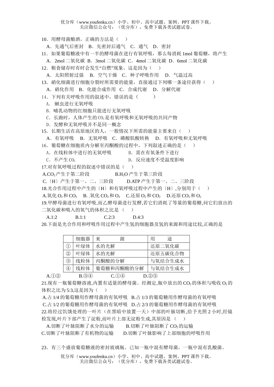 高中三年级生物专业周练试卷_第1页