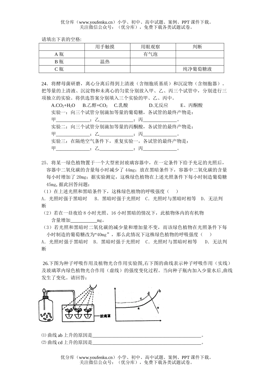 高中三年级生物专业周练试卷_第2页