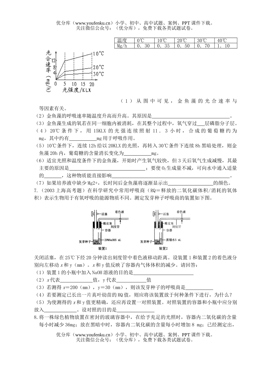 高中三年级生物植物代谢经典练习题试卷_第3页