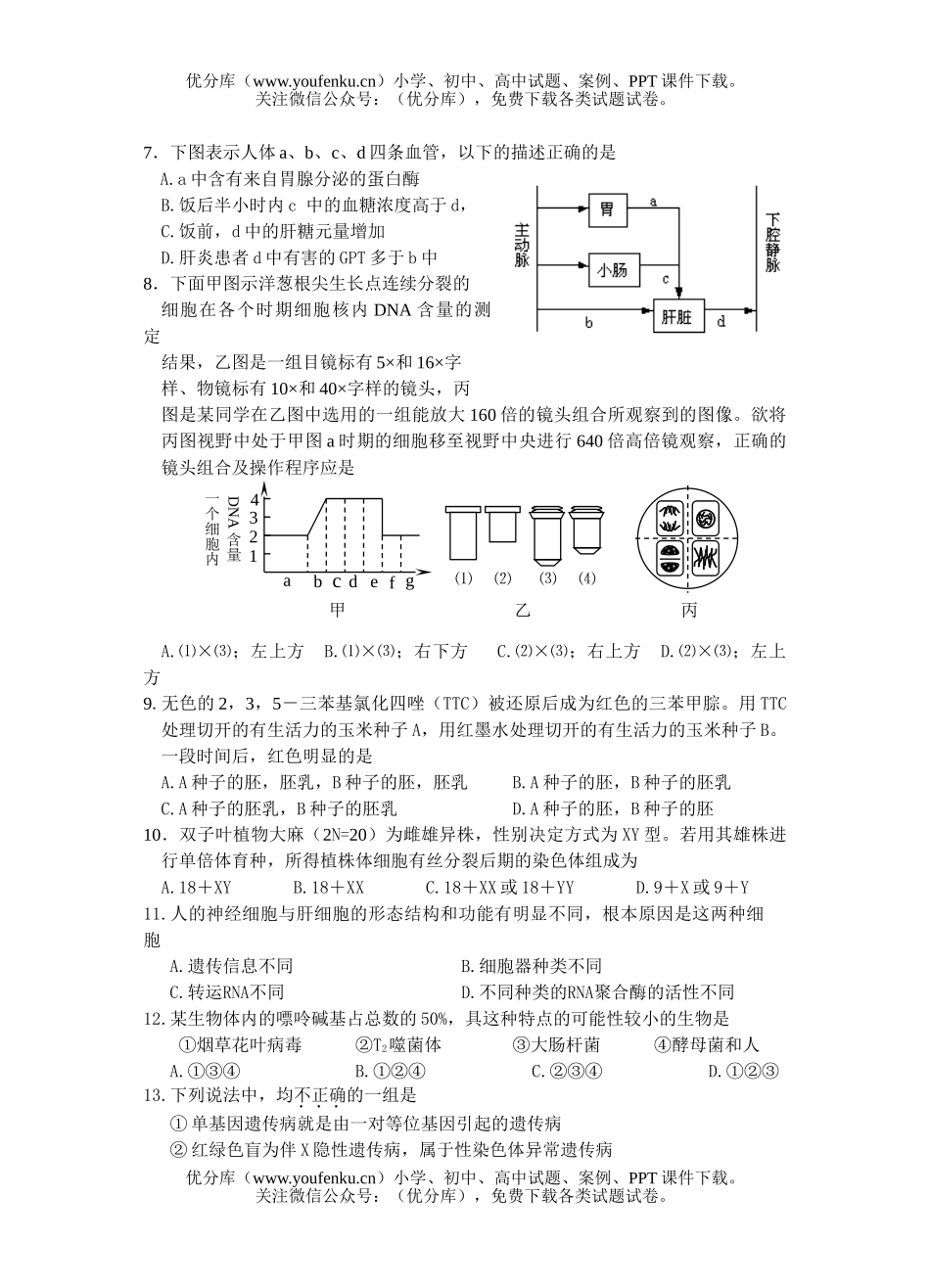 高中三年级生物易错题试卷_第2页