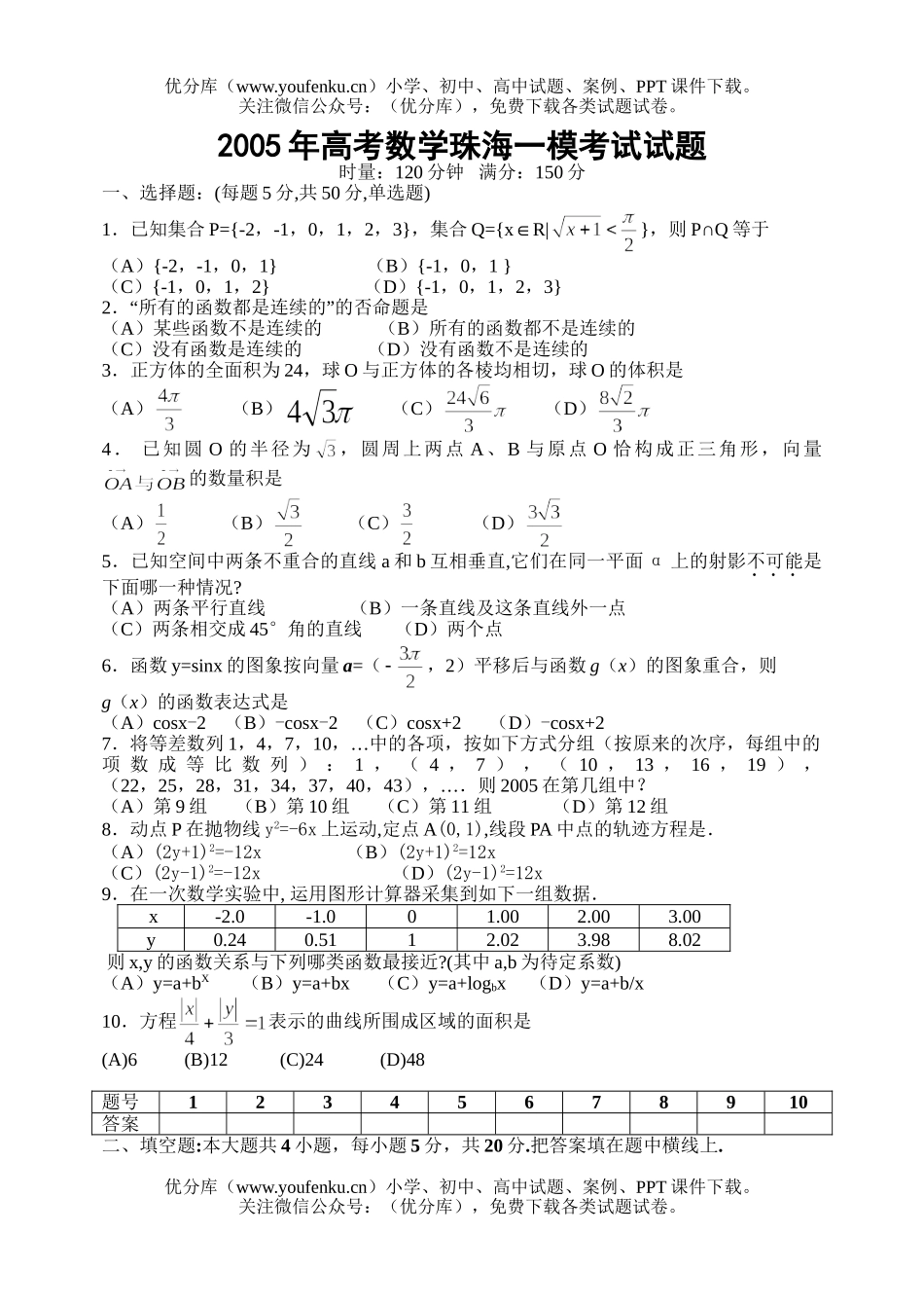高考数学高考一模试卷_第1页