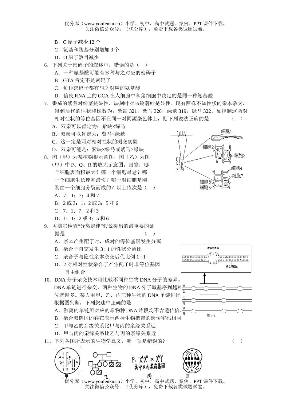 高中三年级生物第一学期期中考试卷_第2页