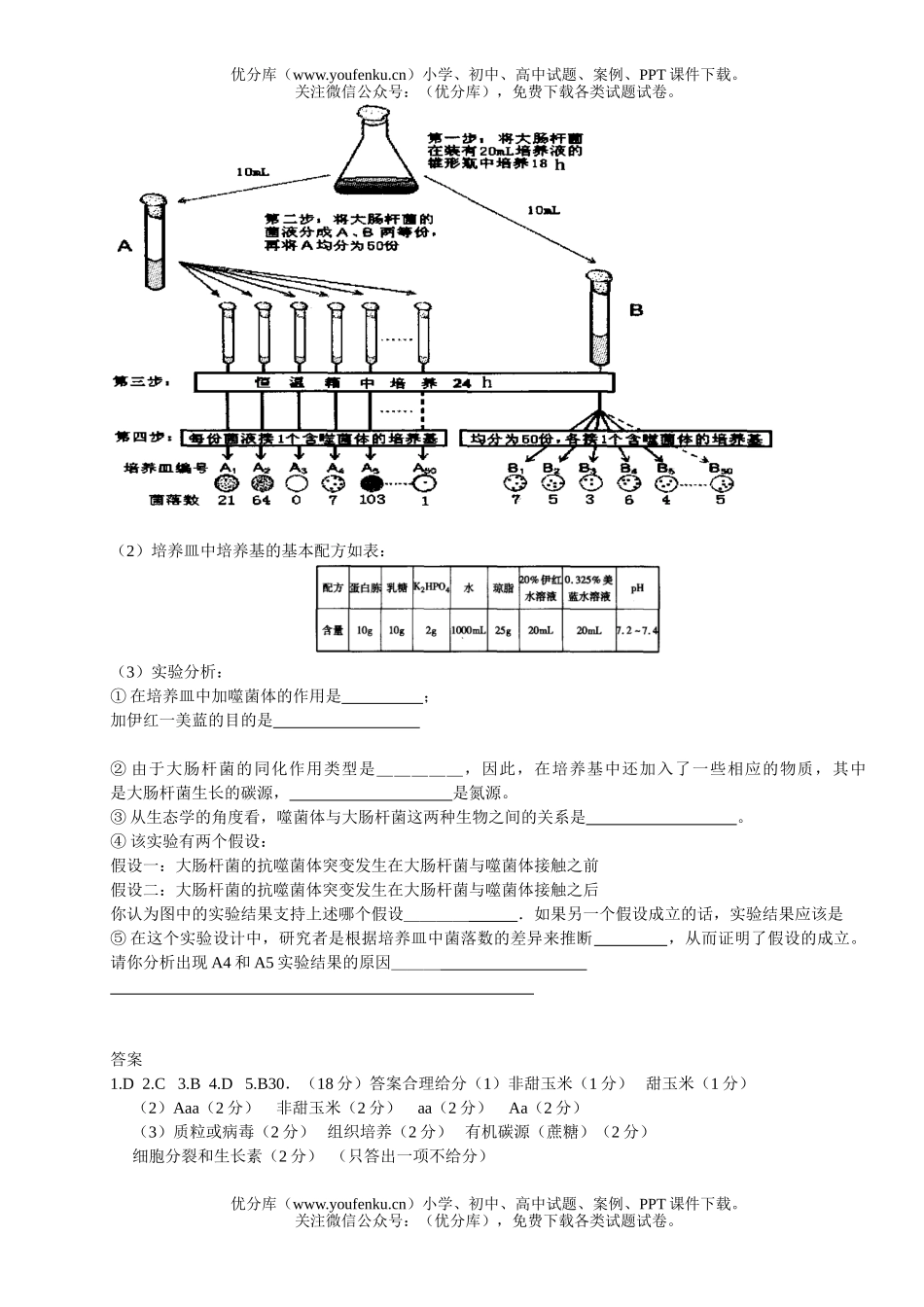 高中三年级生物适应性训练6试卷_第3页