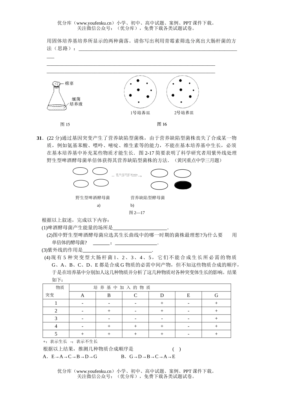 高中三年级生物适应性训练4试卷_第3页