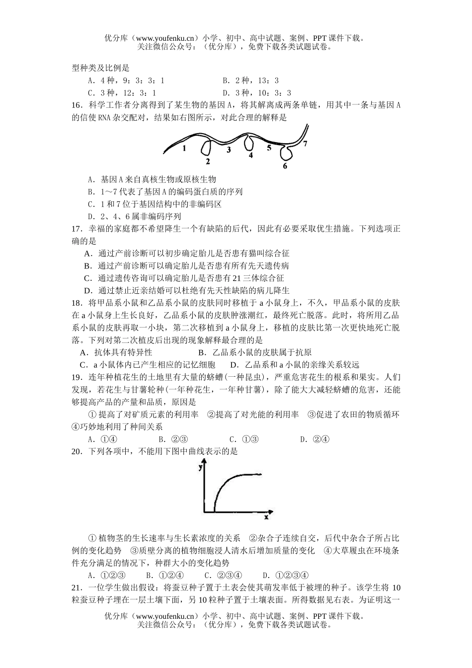高中三年级生物上册第十二周周练试卷_第3页
