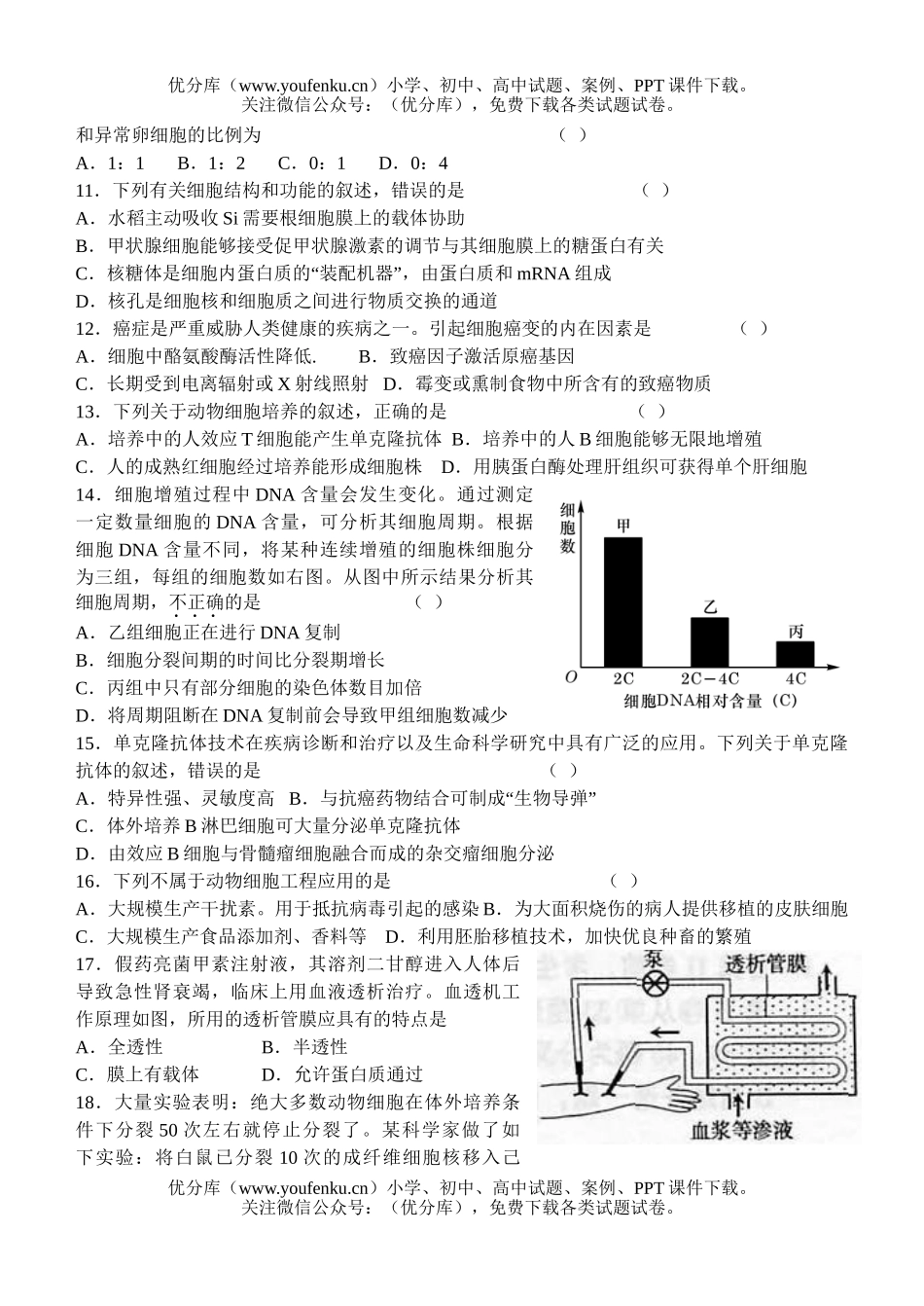 高中三年级生物尖子生辅导2试卷_第2页