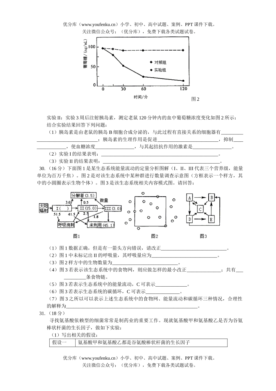 高中三年级生物适应性训练9试卷_第3页