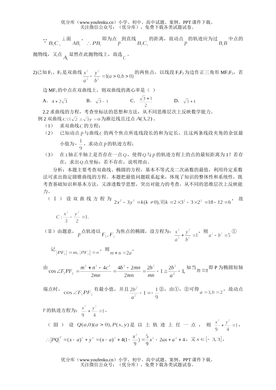 高考数学高考专题复习—圆锥曲线试卷_第2页