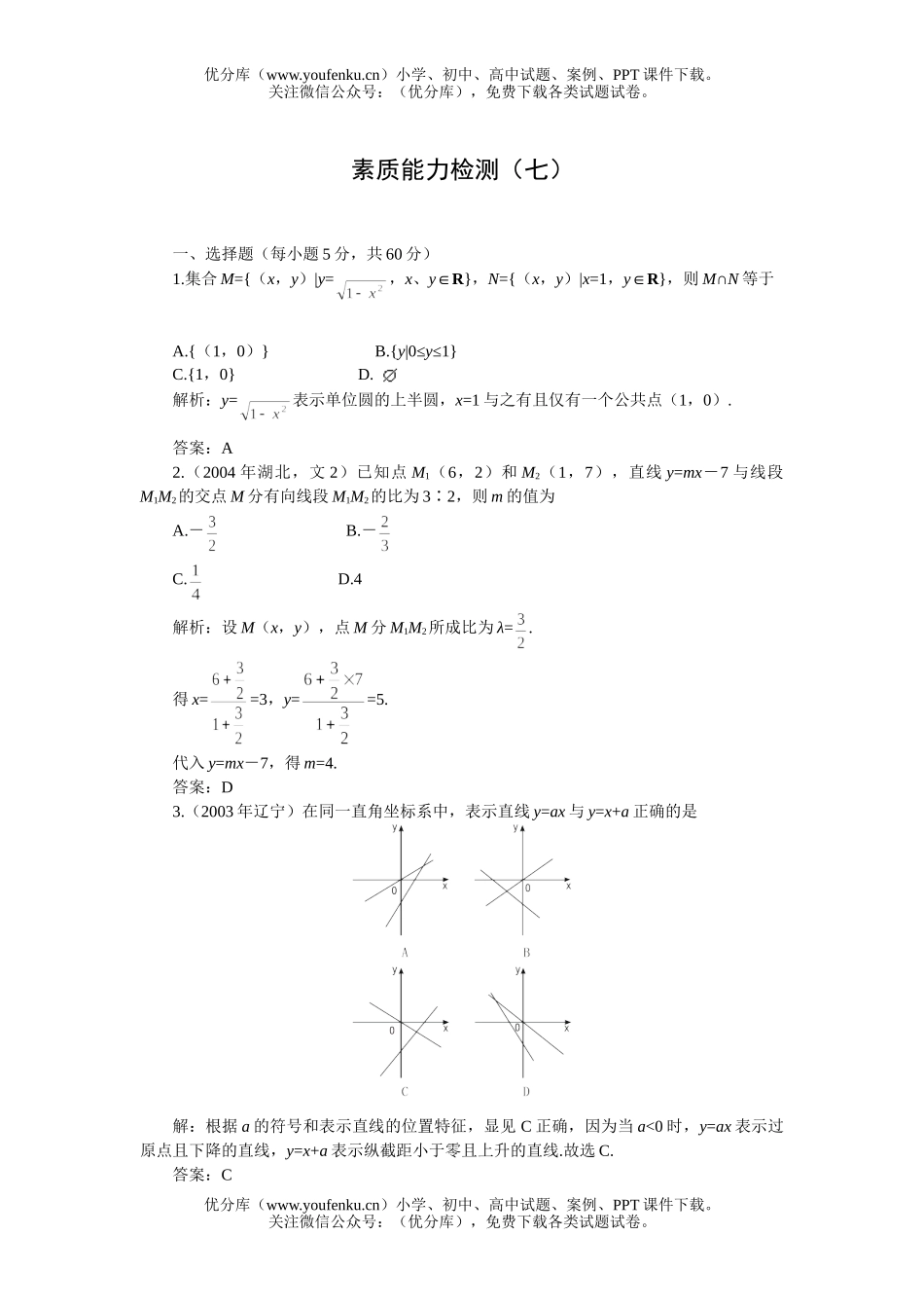 高考数学高考第一轮复习：直线和圆的方程(附答案)试卷_第1页