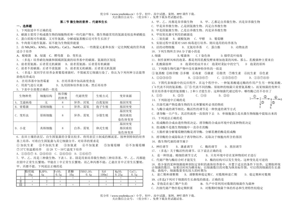 高中三年级生物微的营养练习题试卷_第1页