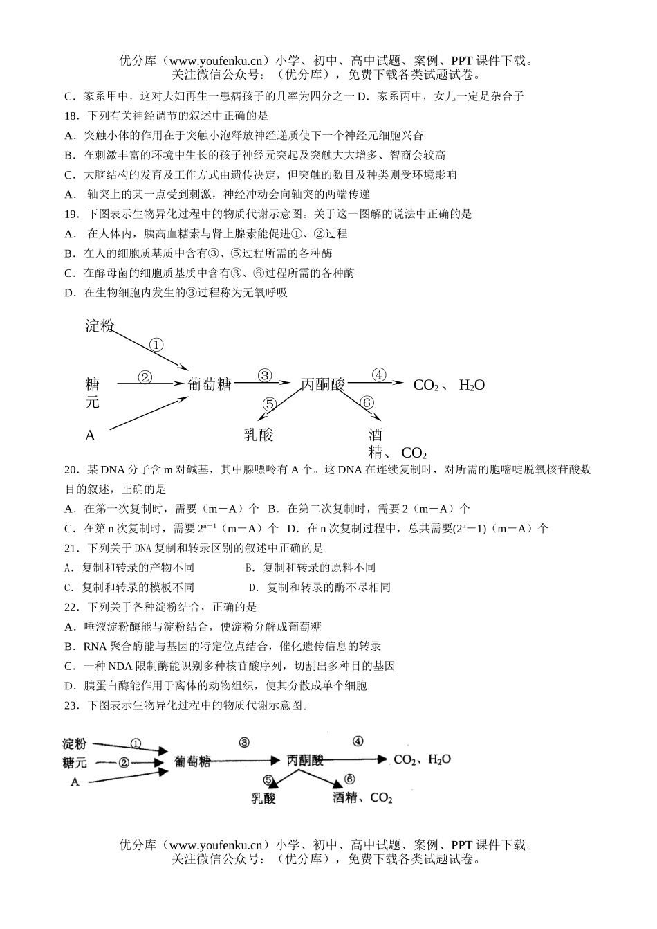 高中三年级生物科多选题专题训练试卷_第2页