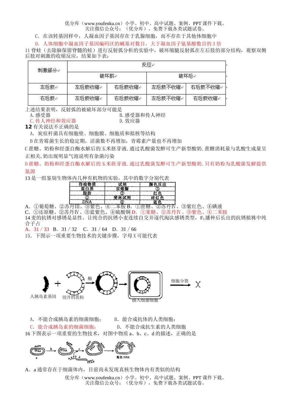 高中三年级生物上学期第七次周练试卷_第3页
