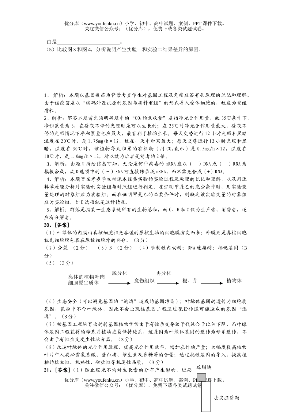 高中三年级生物理综复习测试卷_第3页