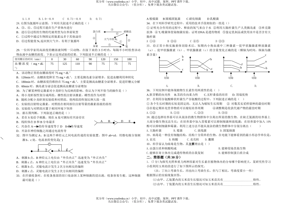 高中三年级生物第一学期第四次月考试卷_第3页