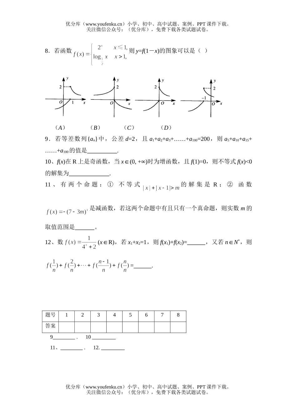 高考数学高考小题专项训练3试卷_第2页