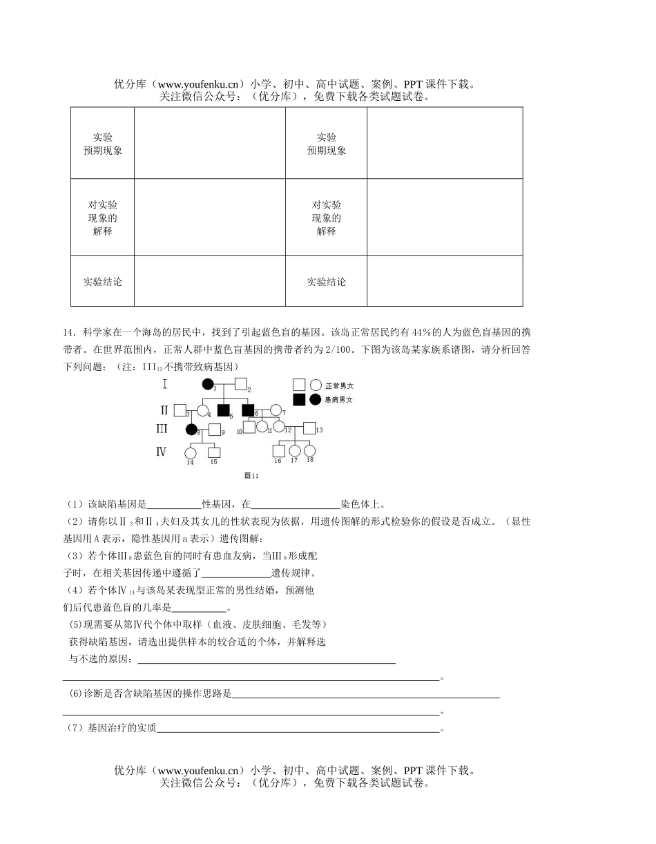 高中三年级生物基因分离定律练习试卷_第2页