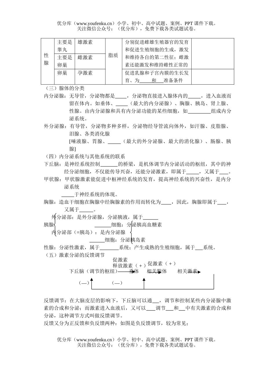 高中三年级生物体液调节测试卷_第2页